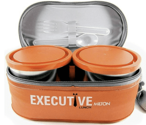MILTON Executive Lunch Insulated Tiffin, 2 Round Containers, 280 ml Each, 1 Oval Container, 450 ml, Orange| Microwave Safe | Easy to Carry | Leak Proof | Insulated Tiffin | Hot Food - Image 4
